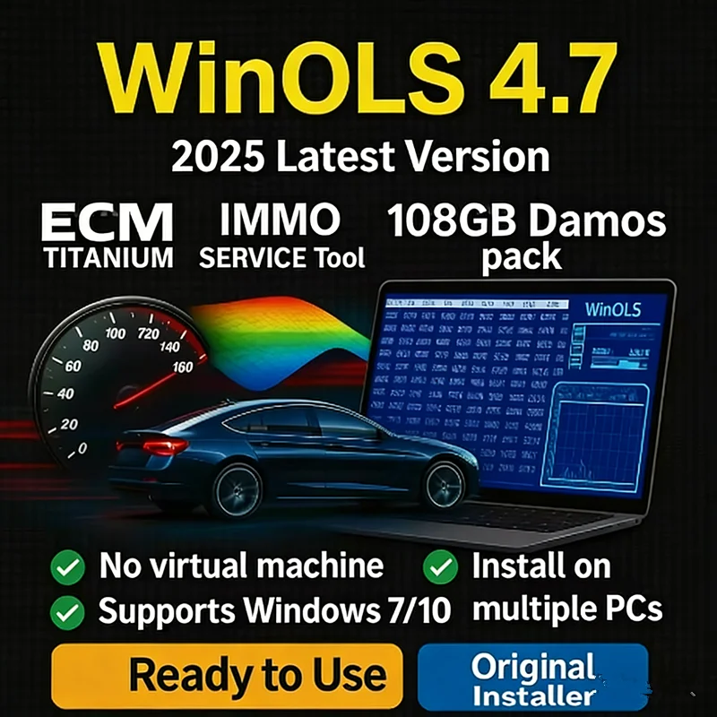 Winols 4.7 + ECM TITANIUM 26100 ECU Programming Tool Software+ 93GB Damos Files + Immo Service Tool V1.2+Leaning Video Guid