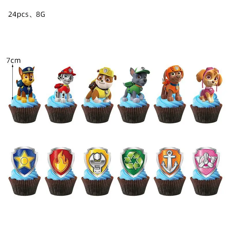 Dekorasi kue Paw Patrol kartun Toppers kue Skye anjing perlengkapan Cupcake dekorasi pesta ulang tahun anak laki-laki perlengkapan mandi bayi