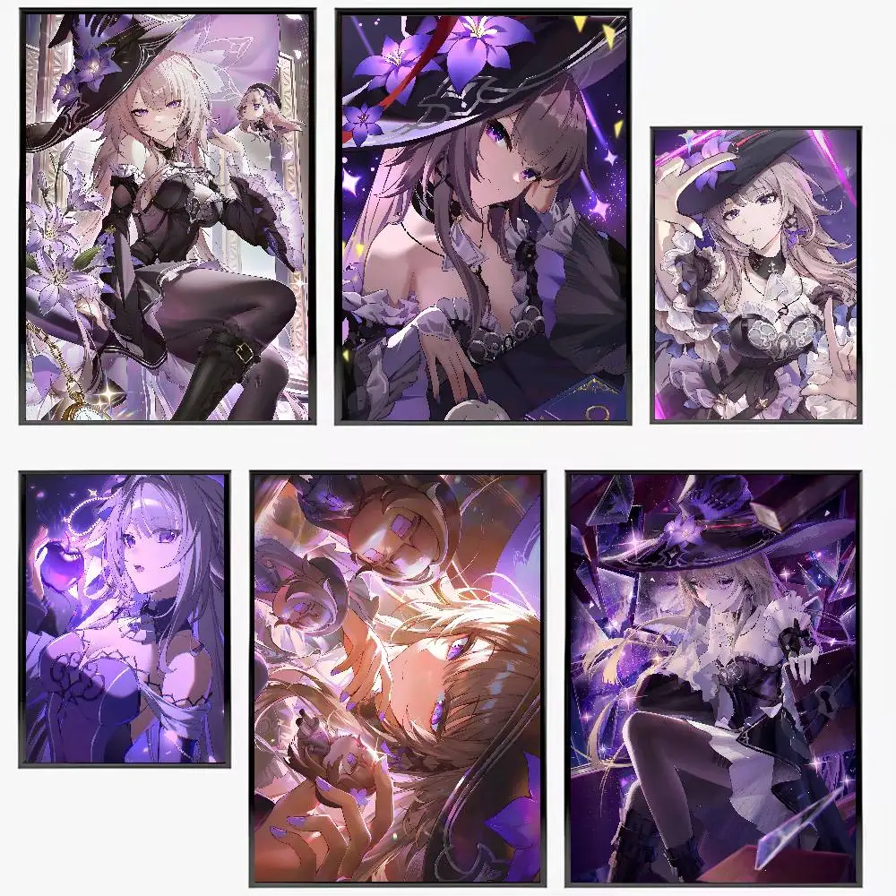 Herta Honkai Star Rail Game Posters High Quality Self-adhesive Wall Art Decorations Color Prints Sticky