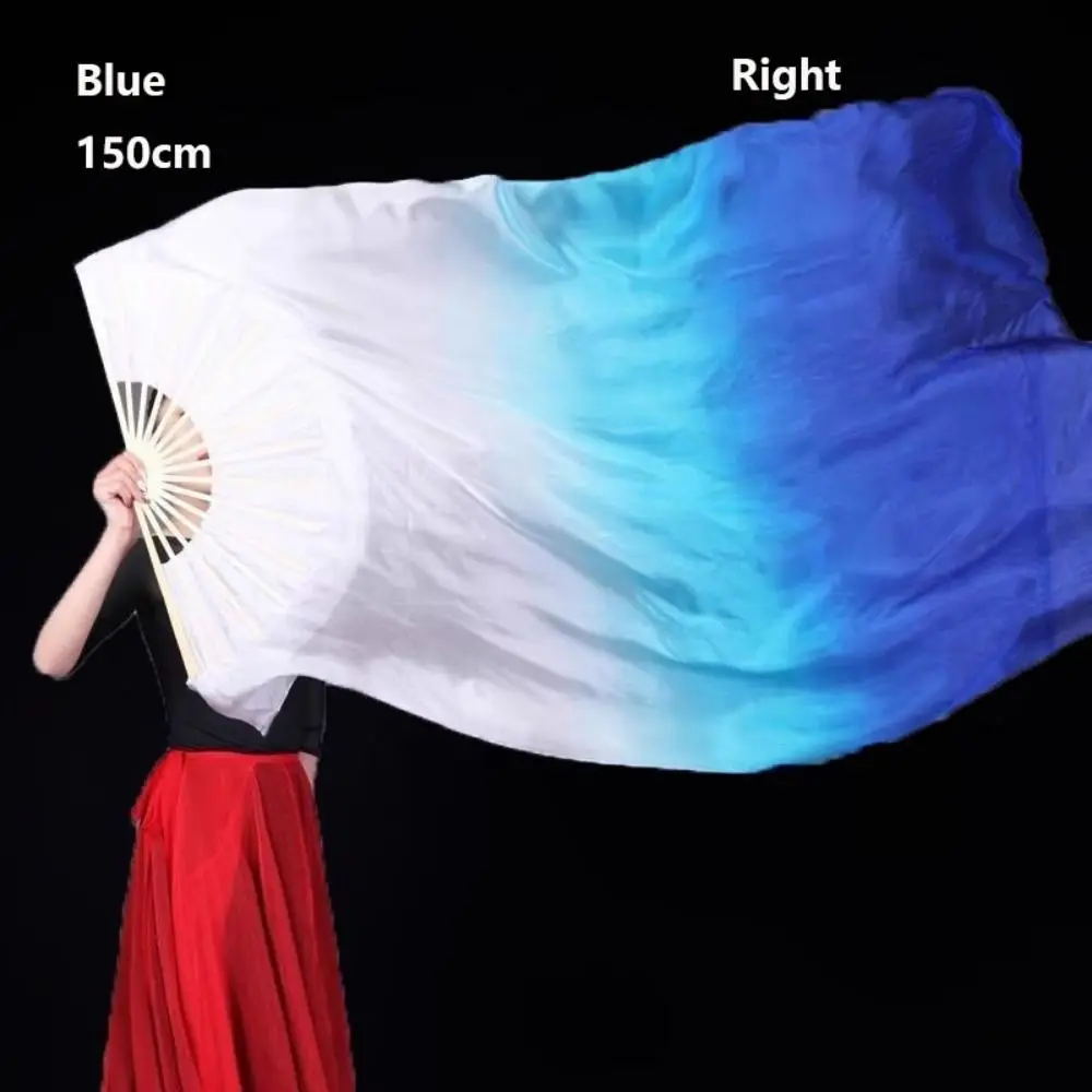 120/150/180cm Kid Women Belly Dancing Fan Right&Left Hands Tricolor Gradient Gradient Color Dancer Fan Light Blue/Blue
