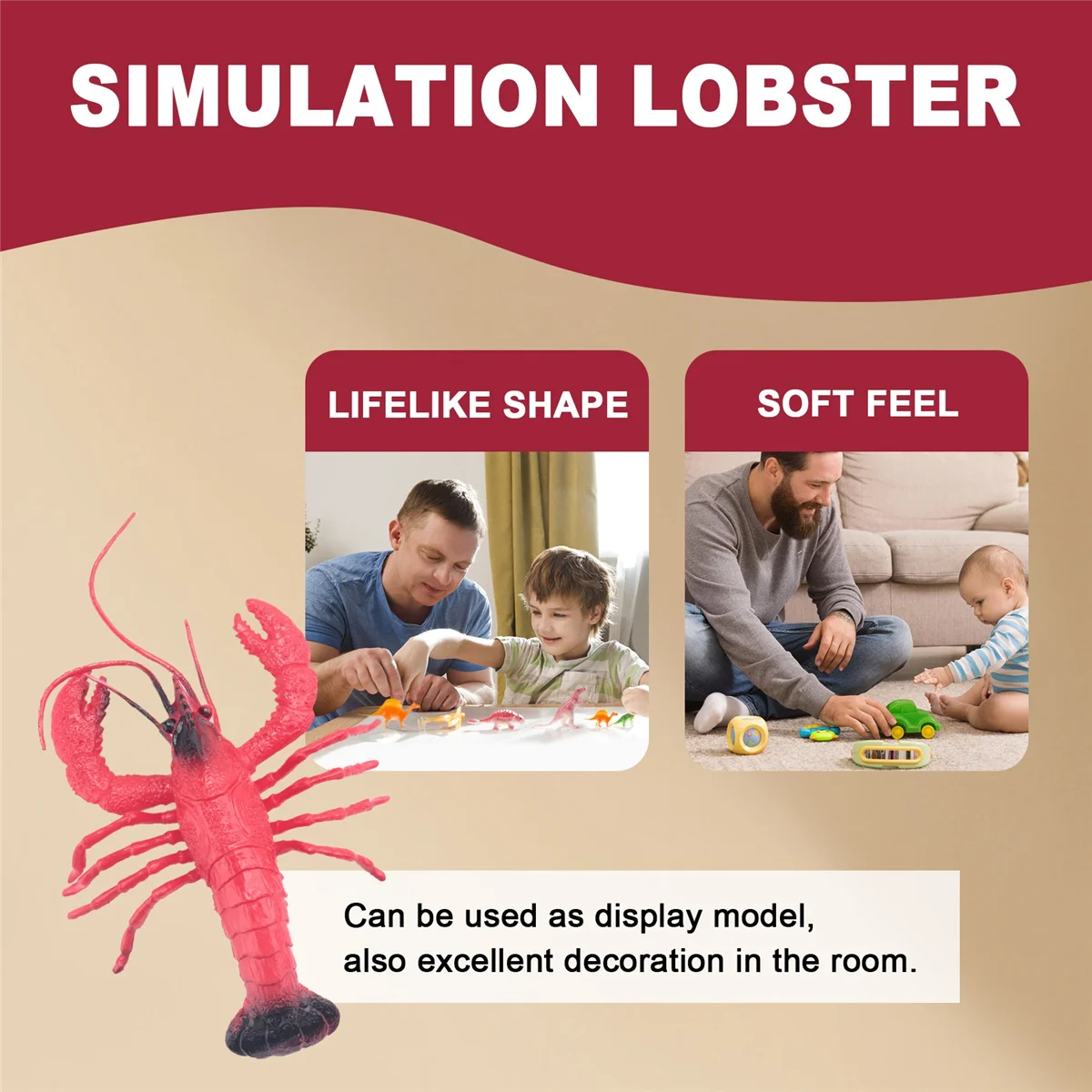 Modelo de langosta moderno Simulación de langosta Juguete para niños - Rojo