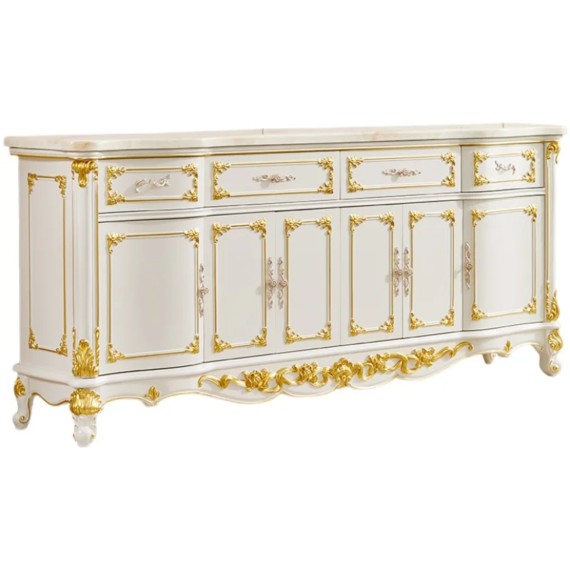 European marble dining side cabinet, living room wine cabinet, gold-painted locker, sofa back cabinet, all solid wood dining roo