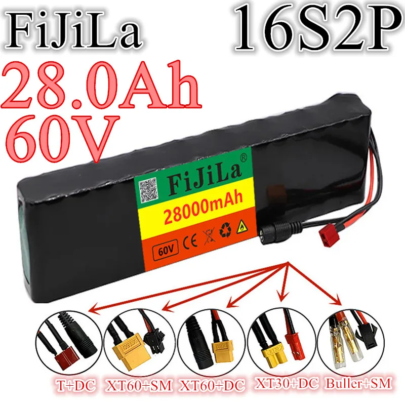 60V 16S2P 28Ah 18650 Li-ion Battery Pack 67.2V 28000mAh Ebike Electric bicycle Scooter with BMS 1000Watt Mainland China