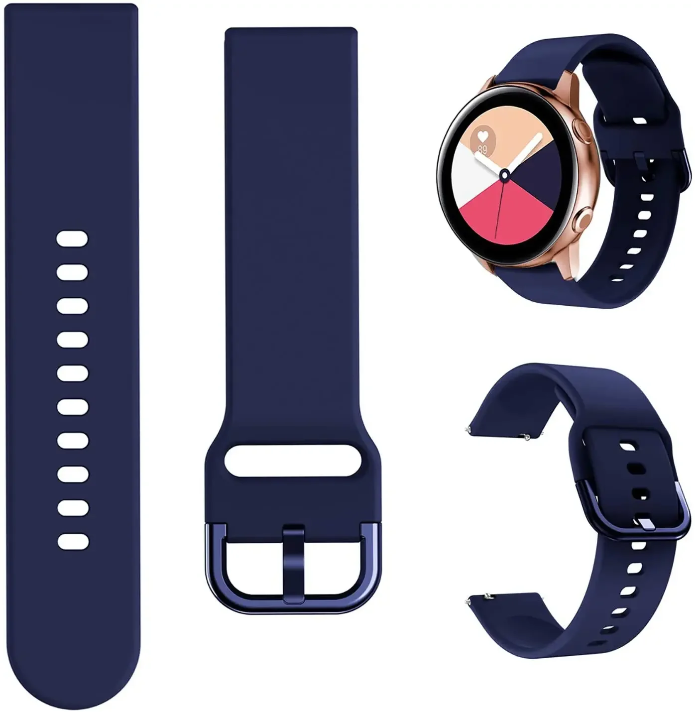 22mm 20mm Silicone Strap For Samsung Galaxy Watch 6 5 4 Classic/Amazfit Bip/GTS For Huawei Watch 4/3/GT4-3 Pro Belt Color Buckle