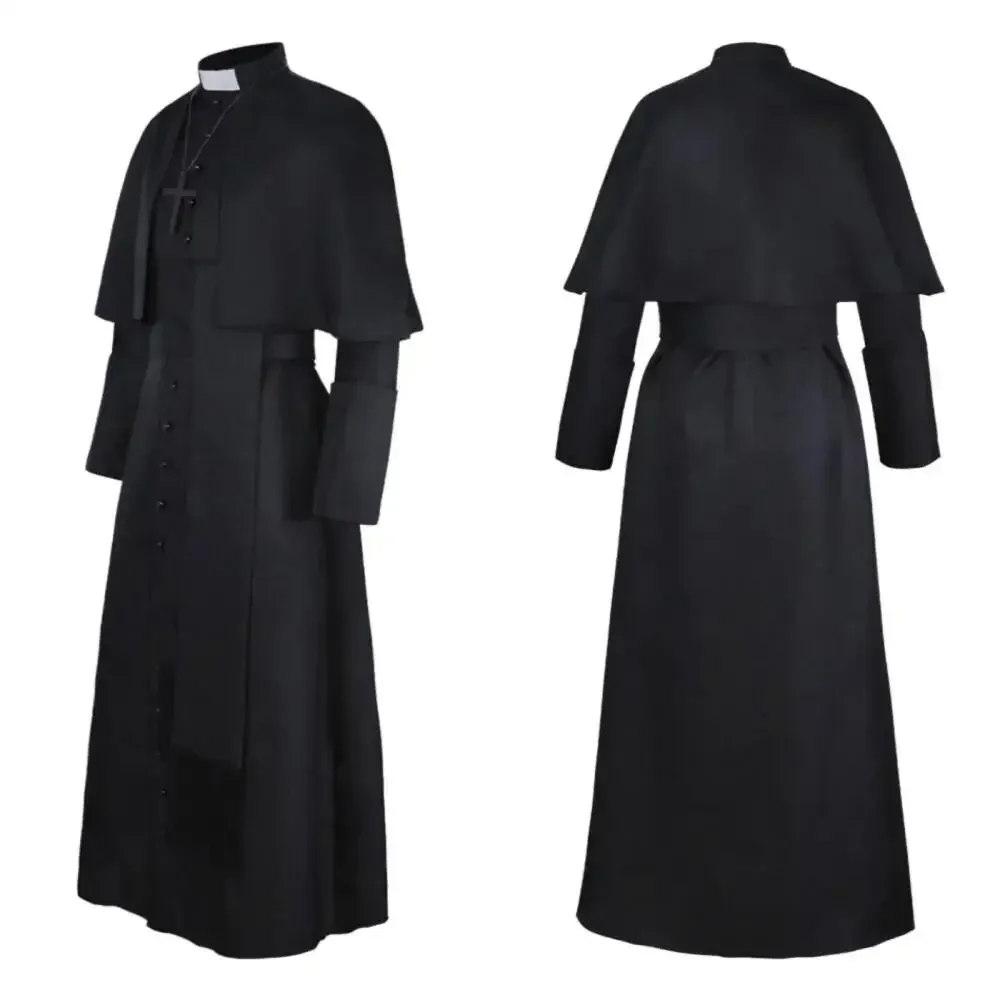 Four Color Medieval Retro Robe Cosplay Full Outfit Priest And Priestess Attire For Adult Halloween Carnival Role Play Fancy Dres view 3