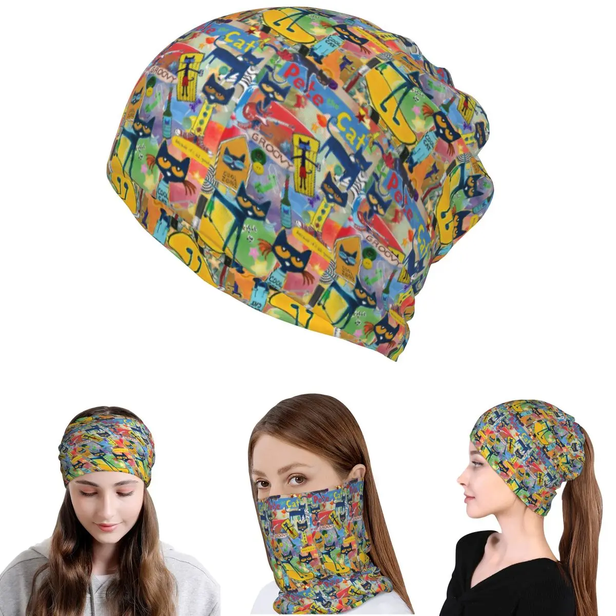 

Pete The Cat Bandana Neck Gaiter Magic Scarf Multifunction Cycling Scarf Beanies Hat Unisex Adult Winter