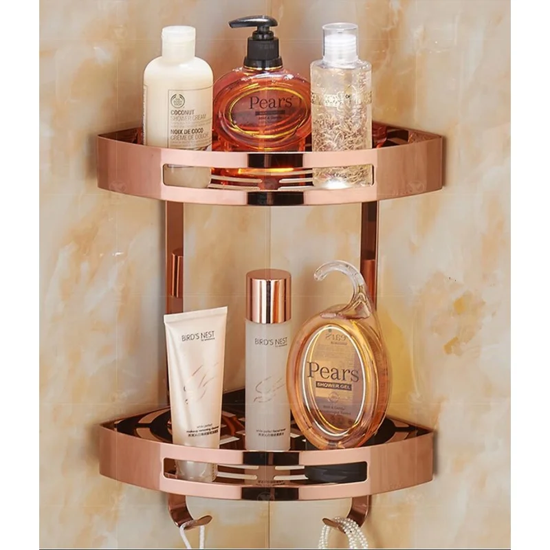 Luxury Gold Bathroom Shelves Stainless Steel Bathroom Soap Dish Bath Shower Shelf Bath Shampoo Holder Basket Holder Corner shelf