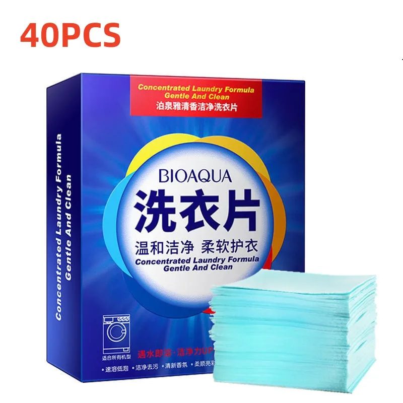 40Pcs Laundry Tablets Strong Decontamination Laundry Detergent Underwear Clothes Cleaning Paper Household Washing Machine