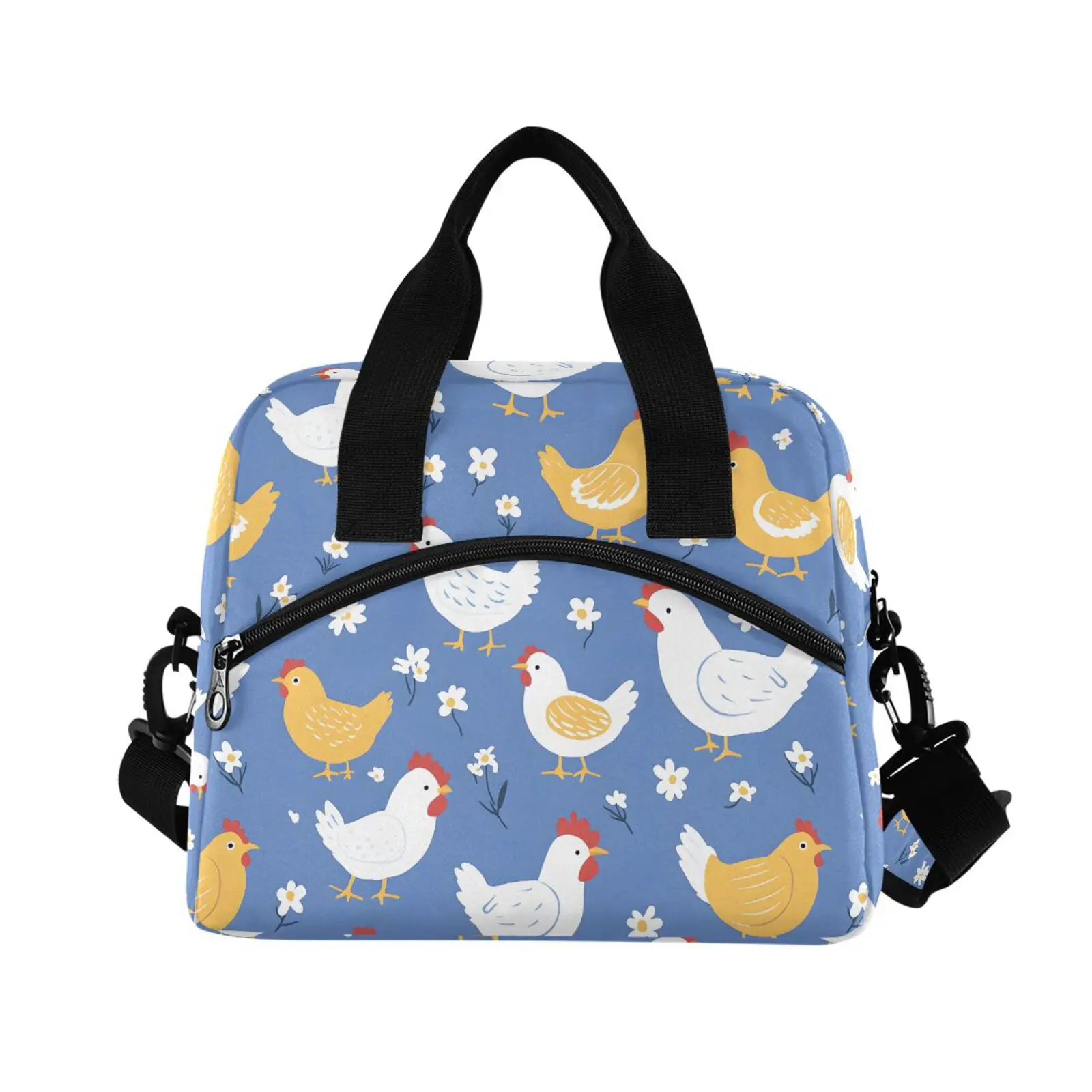 ALAZA Men Women New Insulation Thermal Lunch Bag Fresh Keeping Large Rooster print Tote Box Portable One Shoulder Cooler Bags