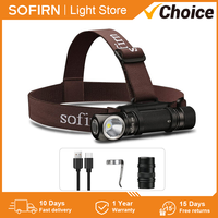 Sofirn SP40 LED Headlamp XPL2 1200lm 18650 USB C Rechargeable Headlight 18350 Flashlight with Power Indicator Magnet Tail