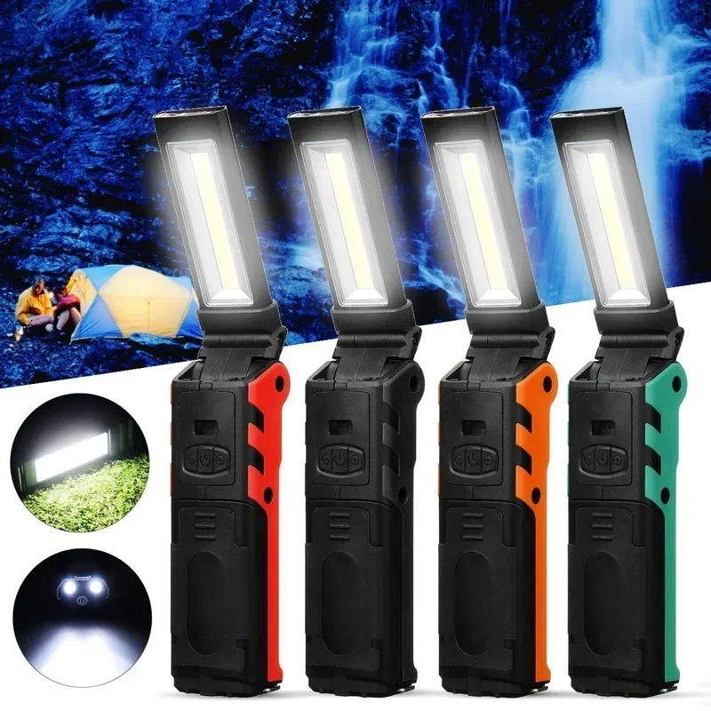 Dimmable COB LED Work Light USB Rechargeable Flashlight with Magnetic &Hook Power Bank Inspection Lamp for Car Repair Camping