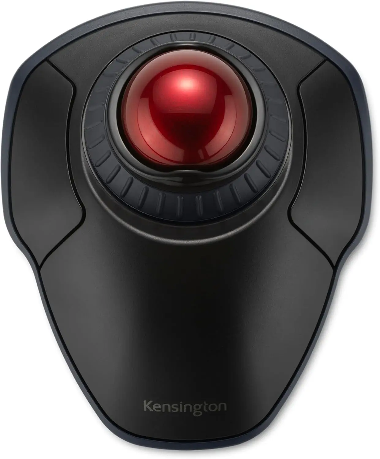 Wireless Trackball Mouse with Scroll Ring, Ergonomic Black-Red Design for Comfortable Navigation