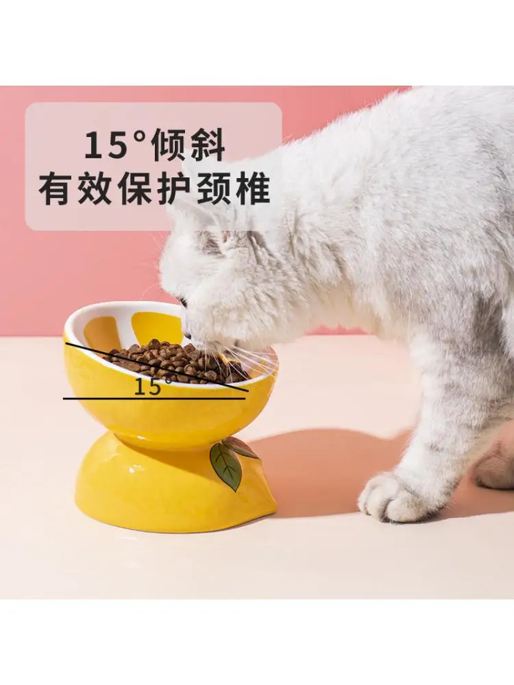 

Ceramic Cat Bowl Cat Food Bowl Protects Cervical Spine Oblique Toe Bowl Pet Supplies