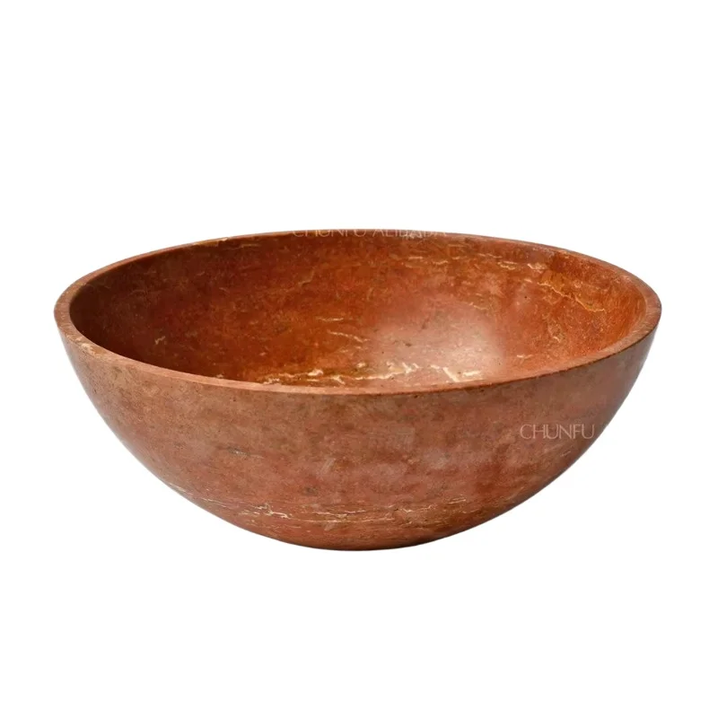 Custom Modern Rectangular Travertine & Red Polished Marble Basin Bathroom Outdoor Bathroom Furniture Accessories Drain