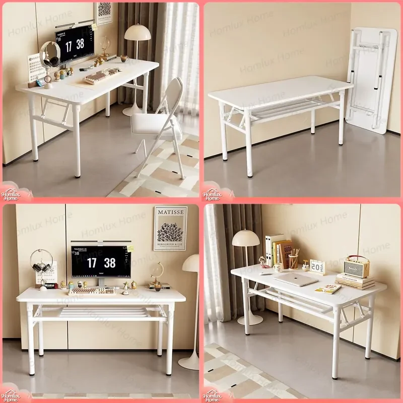 Foldable Computer Desk for Rental Housing Simple Dining Table Home Study Desk No Assembly Required Space Saving Furniture