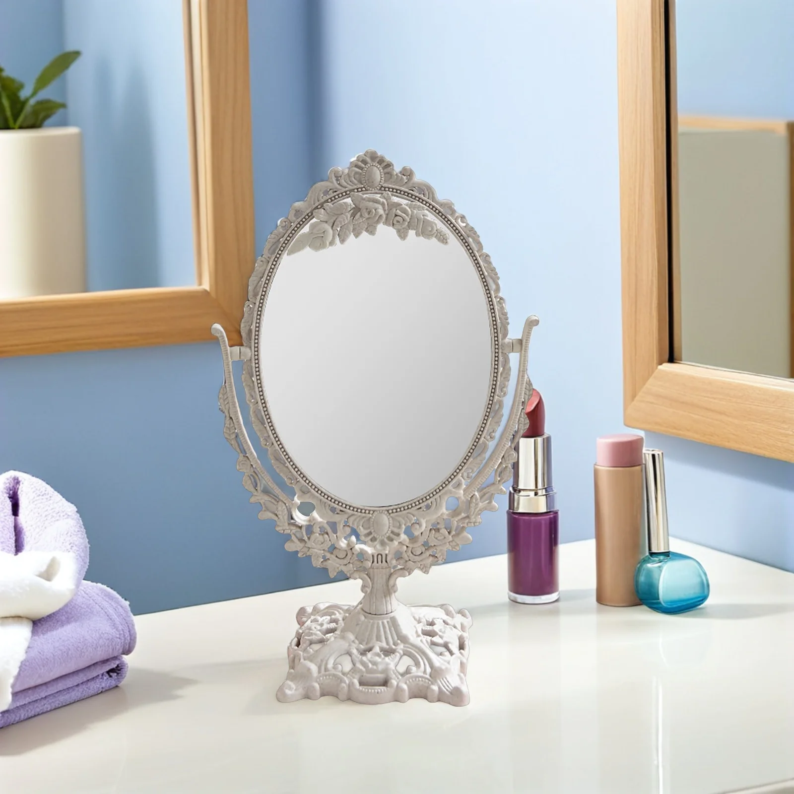 Vanity Mirrors Vintage Makeup Tabletop Compact for Women Cute Desk Retro