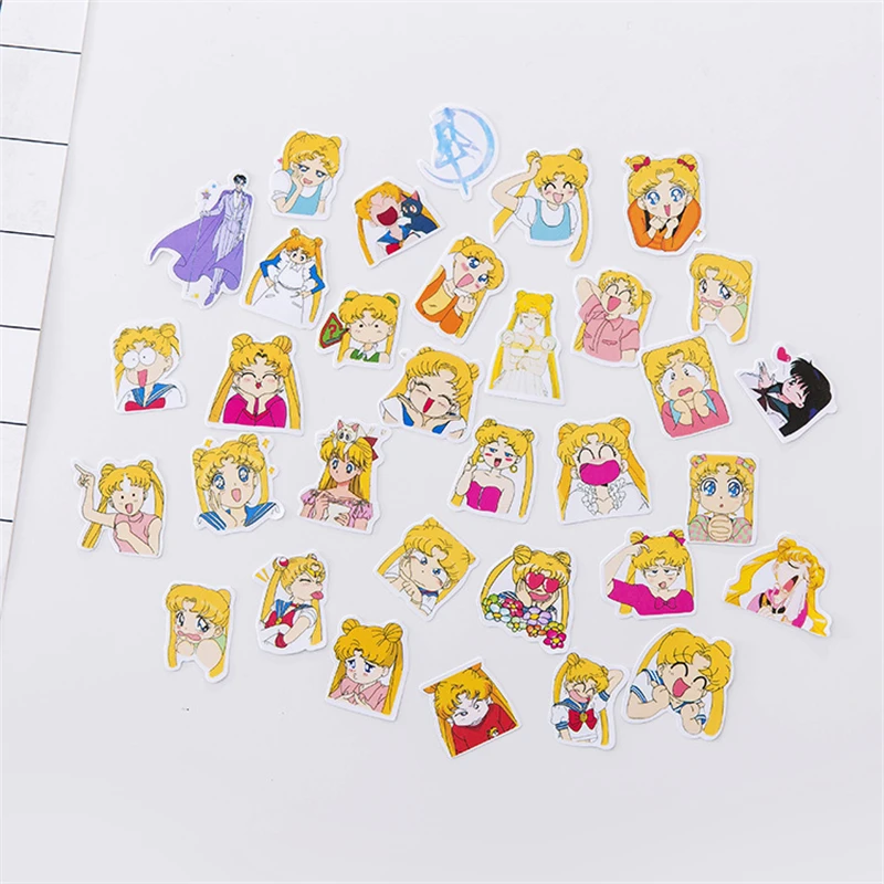 Pegatinas de Anime Sailor Moon para niños, pegatinas de álbum de recortes para diario, planificador, manualidades Diy, álbum de pegatinas de dibujos animados