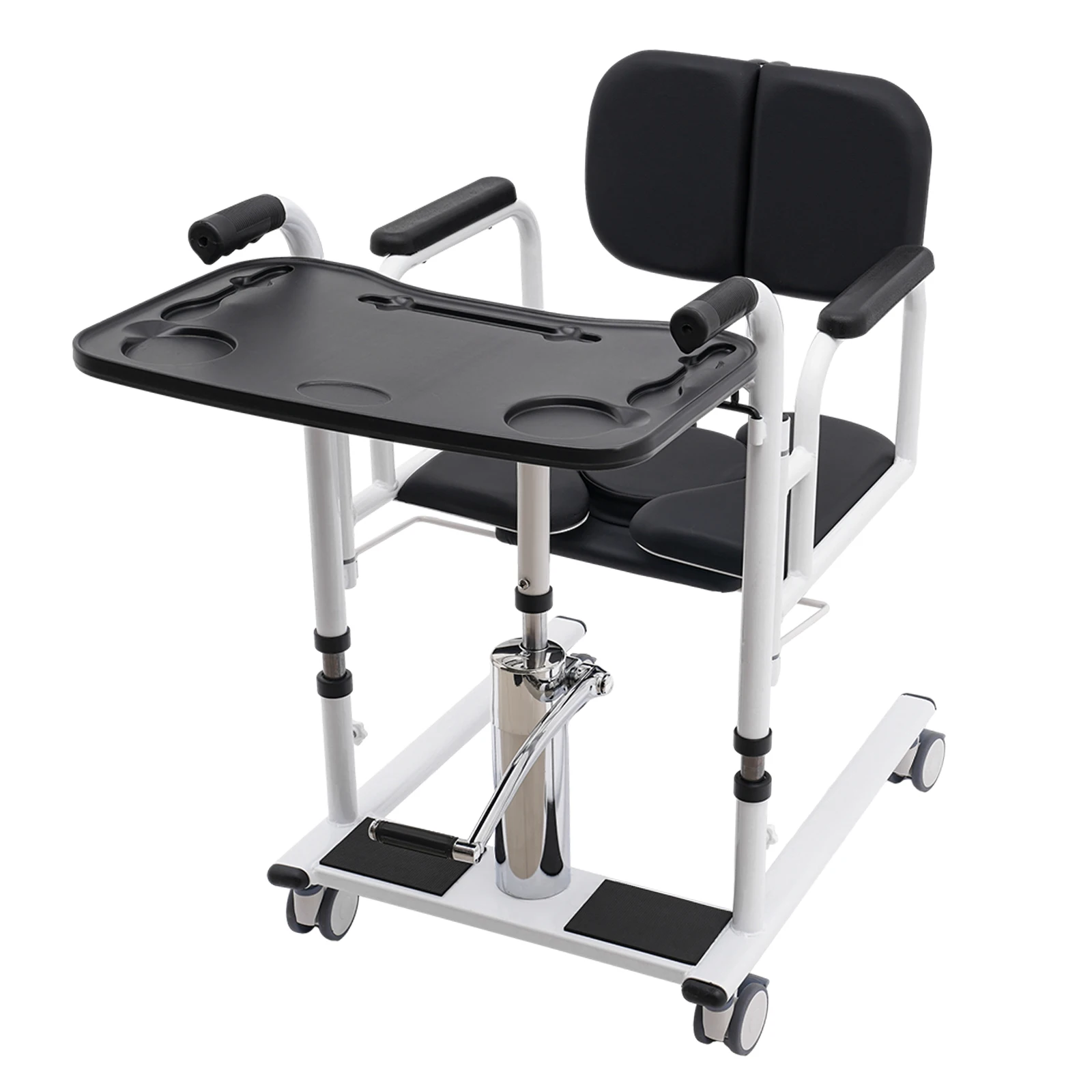 Hydraulischer Patientenlifter für den Heimgebrauch, tragbarer Transferstuhl mit 4 Universalrädern & 180°-Drehung ° Liegesessel, 150 kg Tragkraft, Pflegehilfe für Senioren (Schwarzes Display, gleiche Spezifikationen für Orange & Blau) – Detail 20