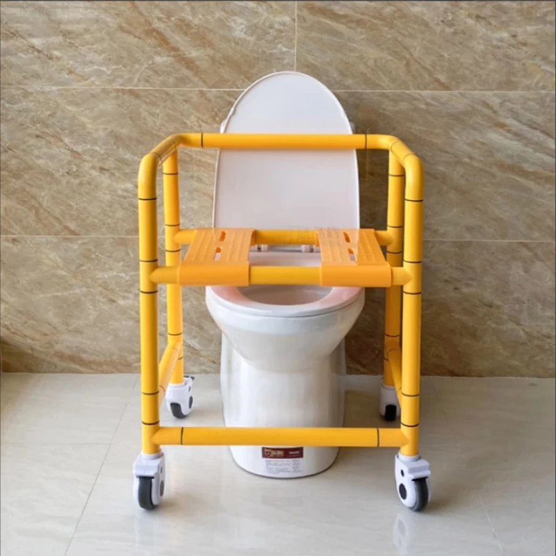 Anti-Slip Bath Stool, Luminous No-Drill Accessible Chair,360° Swivel Shower Toilet Chair, Bathroom Wheelchair Commode Seat
