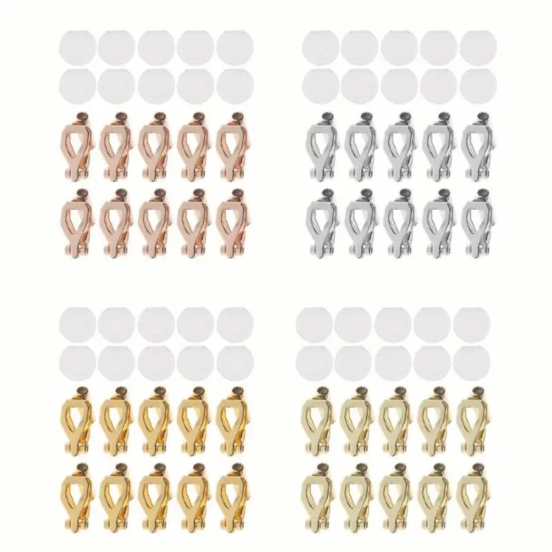 ANGELADY 20Pcs DIY Earring Converter With Comfort Earring Pads Turn Any Pierced Earrings Into Clip-On No-pierced Jewelry Finding