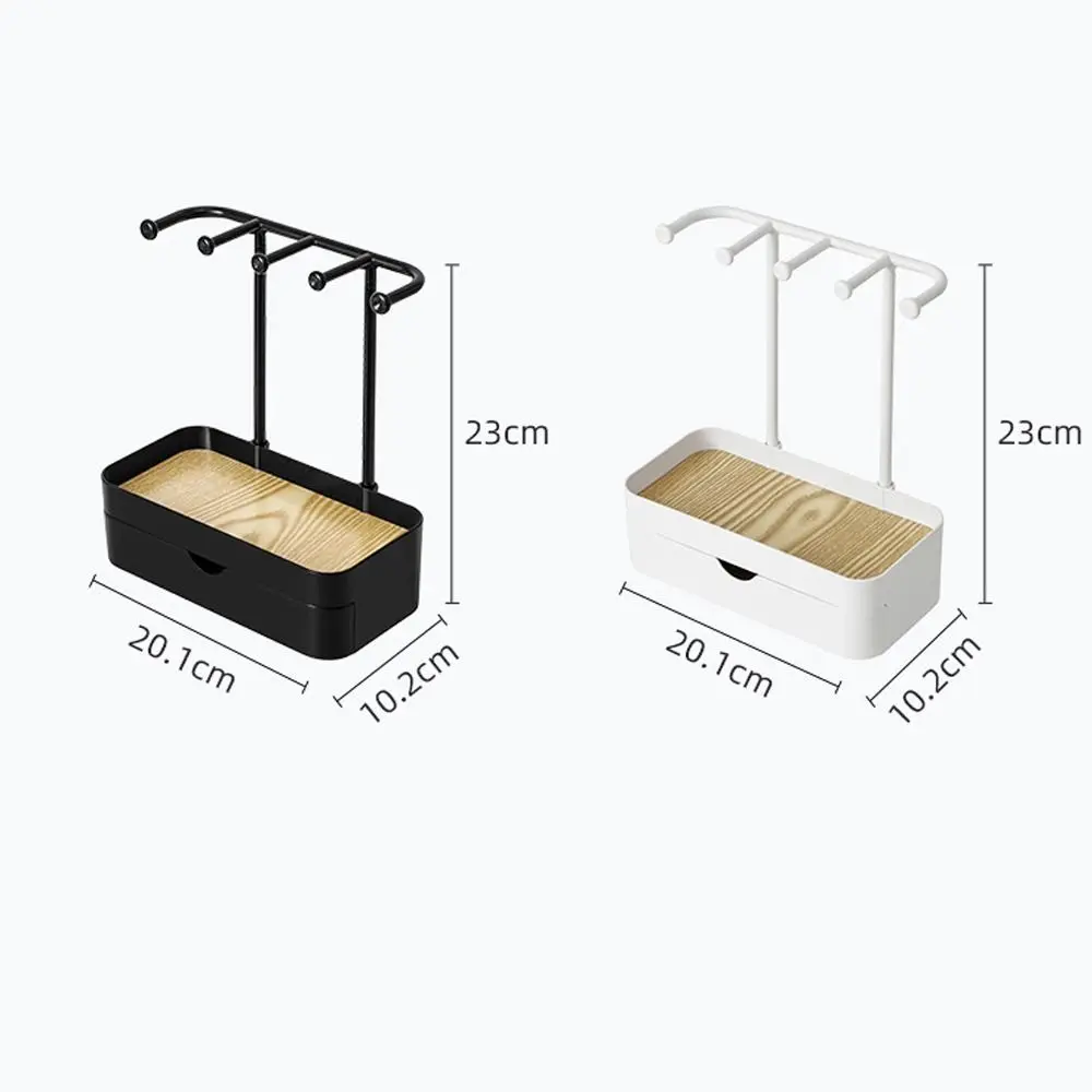 Fashion Portable Jewelry Display Rack Earrings Necklaces with Wooden Base Desktop Storage Box Photography Props Key Storage Rack