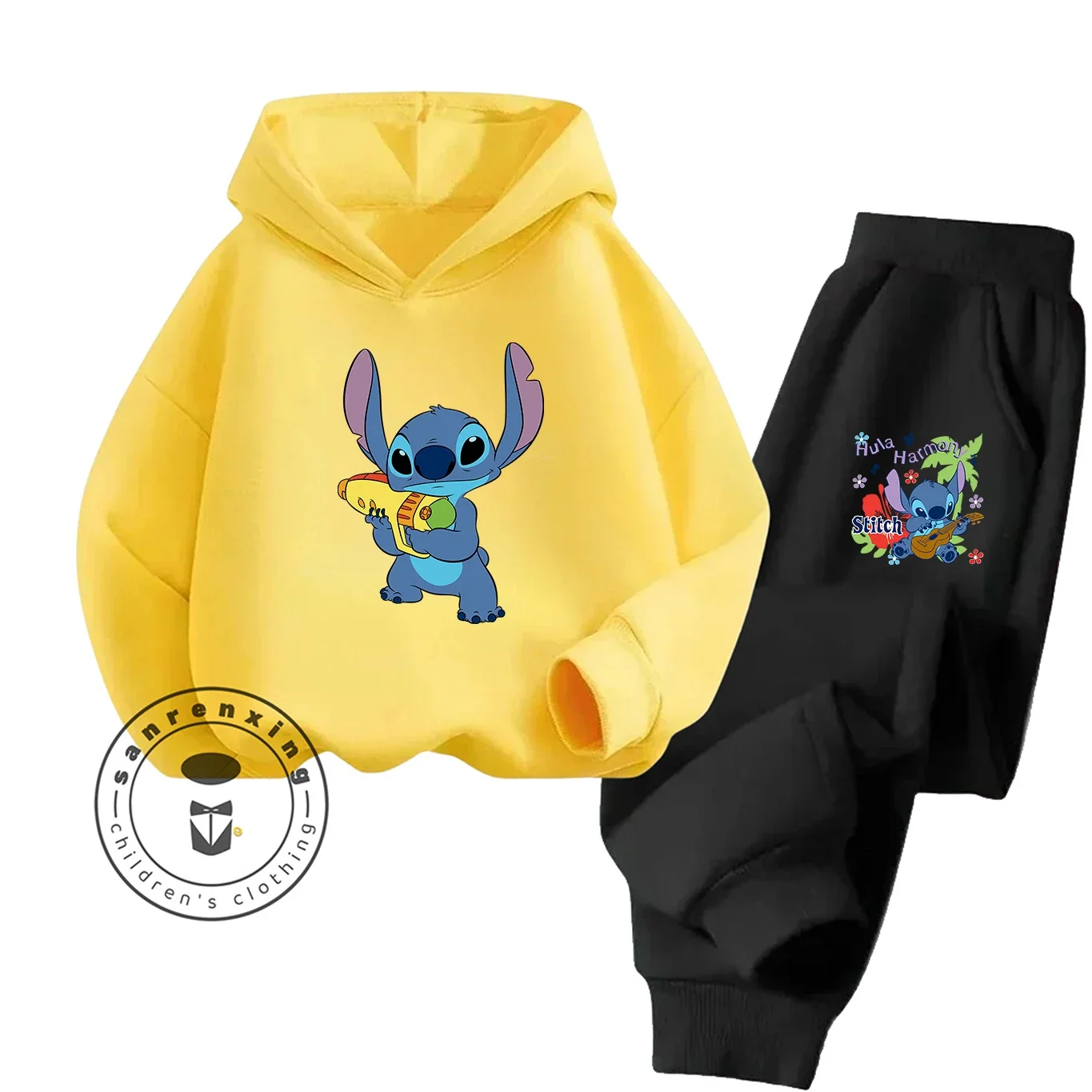 2025 حار بيع غرزة 2D الكرتون طباعة هوديي مجموعة موضة جديدة عادية الخريف الشتاء للأطفال بنين بنات المراهقين