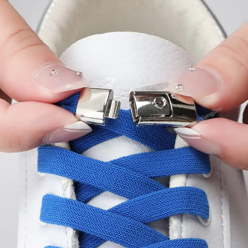 New 8MM Widened No Tie Shoe laces Press Lock Shoelaces without ties Elastic Laces Sneaker Kids Adult Flat Shoelace for Shoes