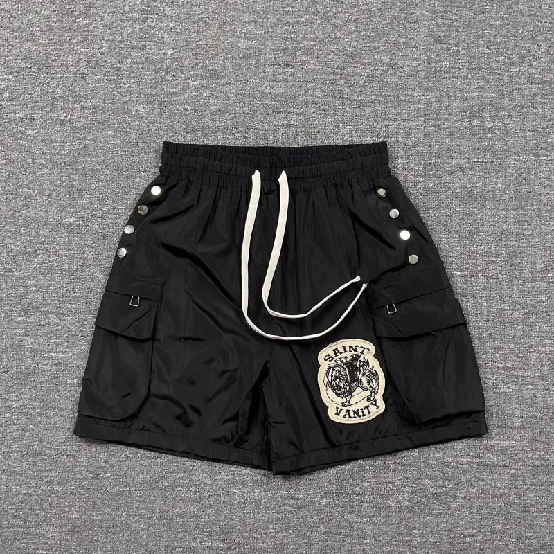 Saint American High Street uomo casual estivo orts patchwork ricamo abbigliamento da lavoro pantaloni a gamba dritta in fibra di poliestere