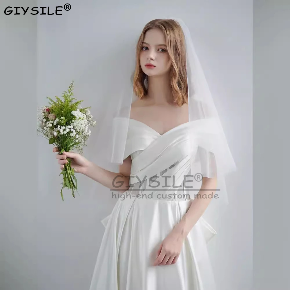 

GIYSILE Customized New White Satin Light Wedding Dresses luxury 2025 Simple Shaping The Body Low Waist Slimming Tied Bride Dress