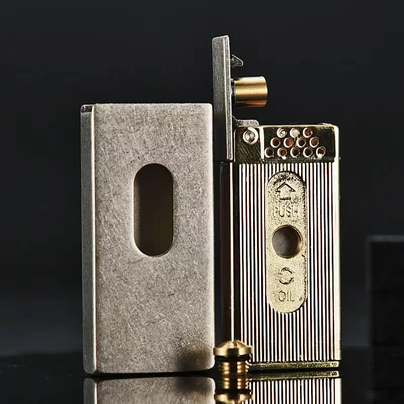 2023 New Rare Upward Slide Lighter New Design of Automatic Ignition Gasoline Smoking Lighter Copper/Zinc Alloy