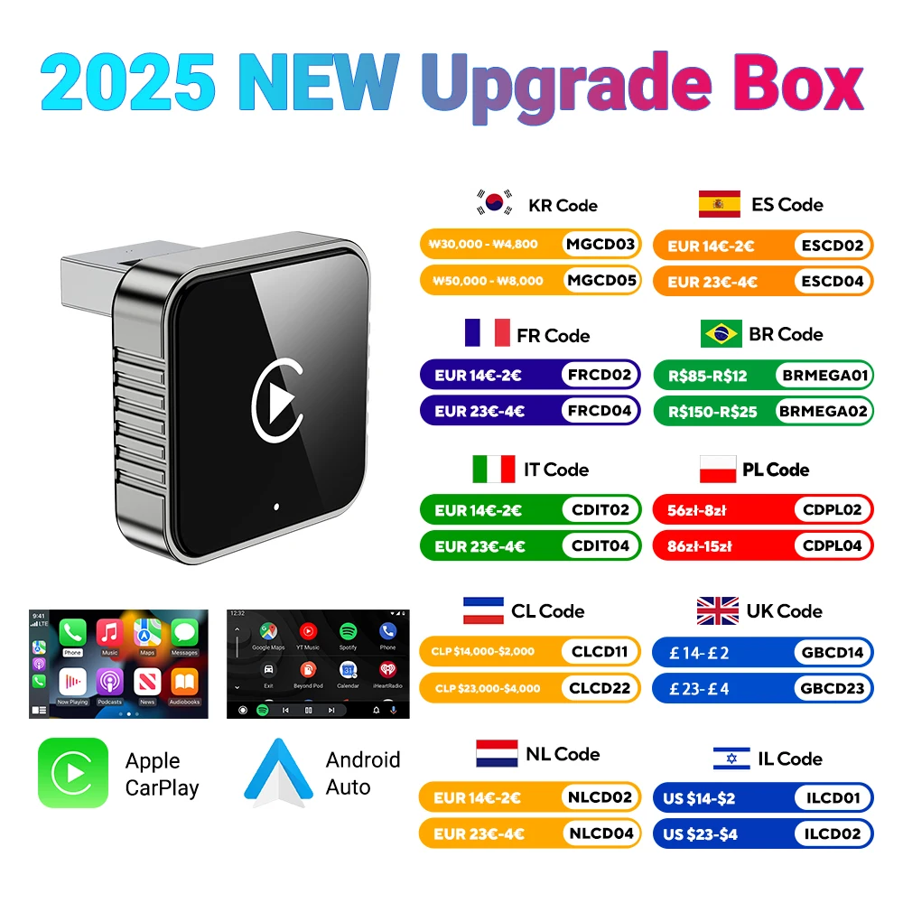 صندوق AI جديد Super Mini Carplay سلكي إلى CarPlay/Android Auto 2in1 Box 5 جيجا هرتز WiFi5 لسيارة CarPlay/السيارات السلكية الأصلية بنسبة 99%