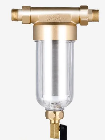 Myteck Whole House Brass Connector Stainless Steel Mesh 3/4 Inch Inline Pre-Filter With Flushing Function Point of Entry