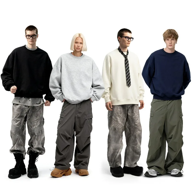 

2025 Women Fashion Harajuku Sweatshirts New Simple Pullovers Solid Color