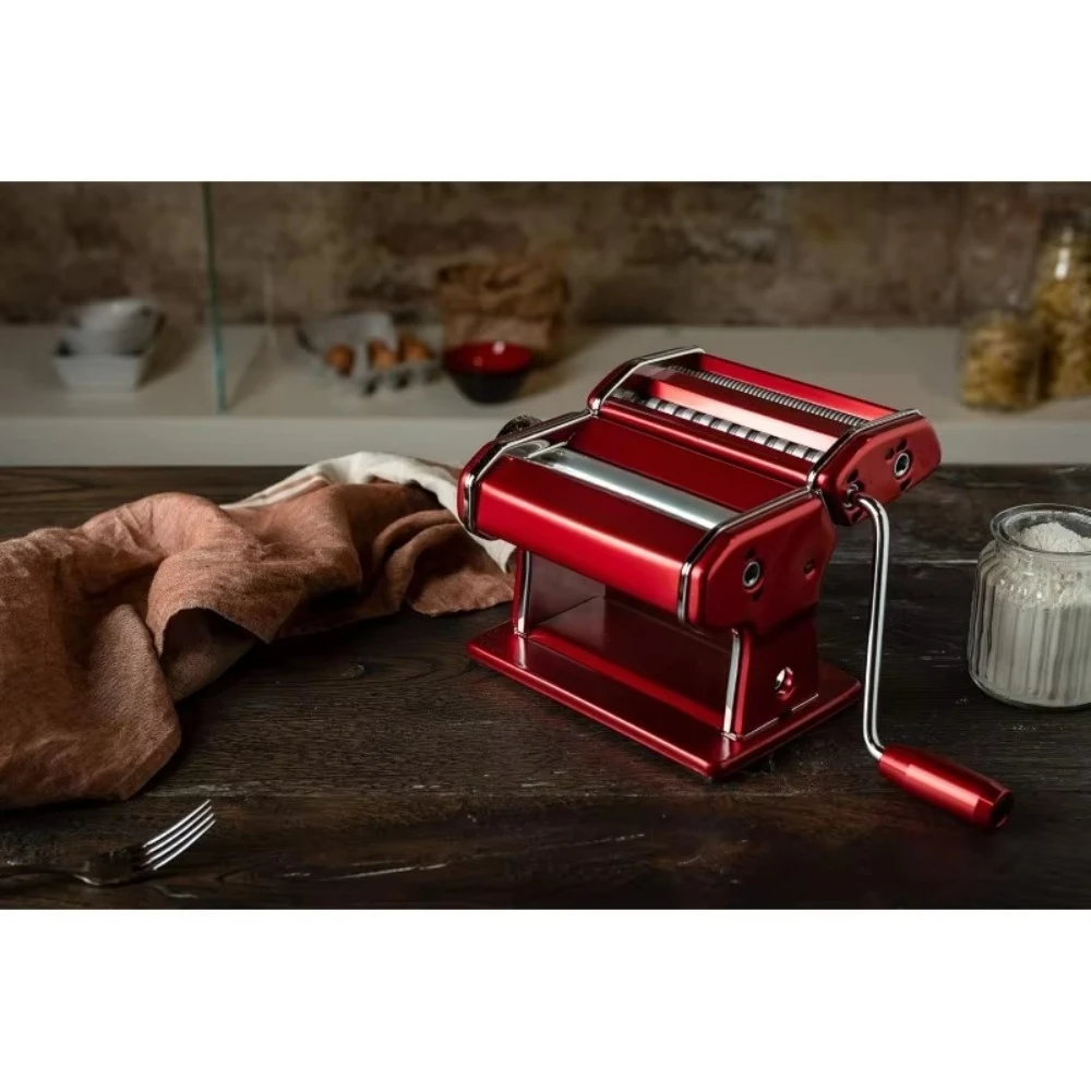 

New upgradeAtlas 150 Machine, Made in Italy, Red, Includes Pasta Cutter, Hand Crank, and InstructionsHot-Sell!