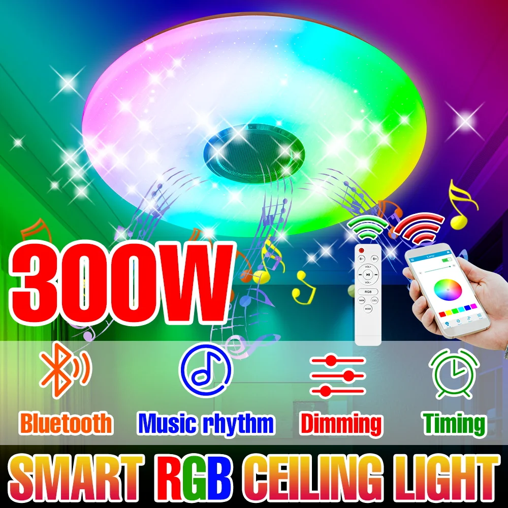 

Светодиодная люстра Smart RGB, потолочный светильник 220 В, светодиодный утопленный Ночной светильник, меняющая цвет, лампочка для спальни