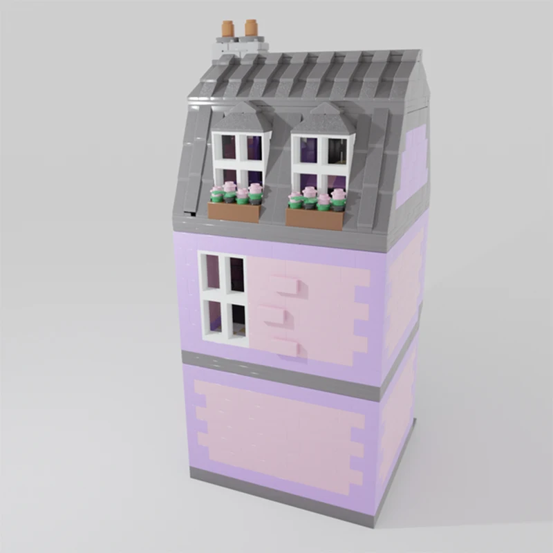 1324 elementy MOC Modułowy Sklep z Lodami Śliwka i Jagoda Modułowe Edukacyjne Budowle do Składania Klocki Prezent na Boże Narodzenie