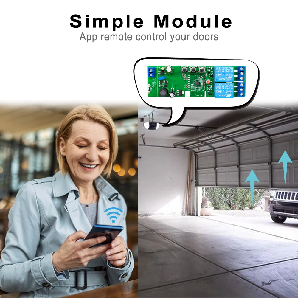 WiFi Switch Smart Opener APP Remote Controller For Garage Door Gate Supprot Alexa Echo Google Home eWelink Control + RF 433MHz
