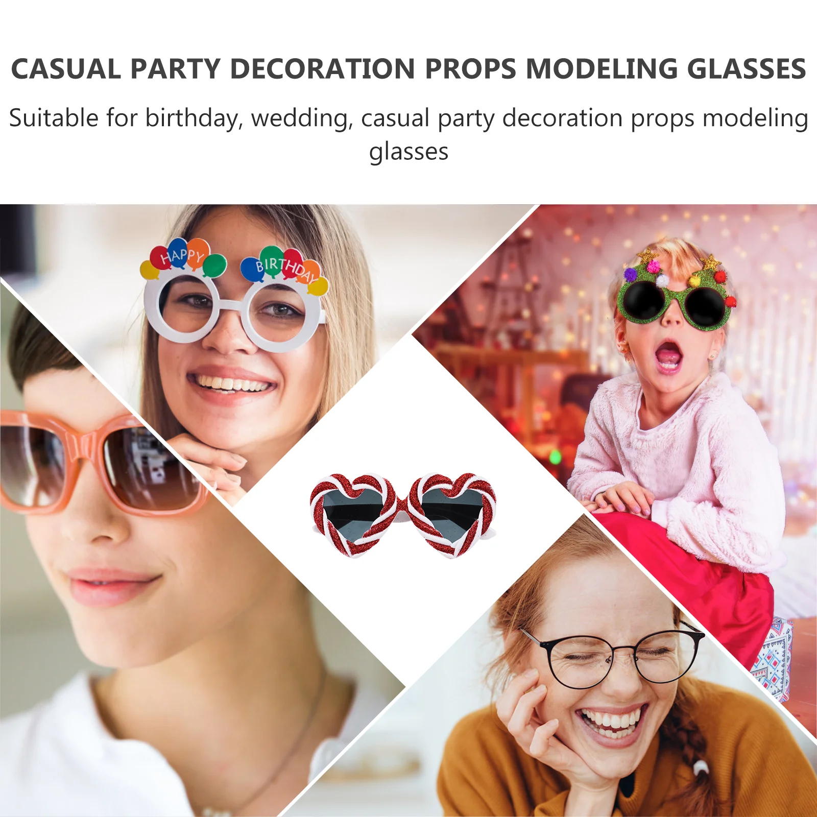 

2 Pcs Eyeglasses Decorative Heart Shaped Love Funny Eyewear Red Heart-shaped Party