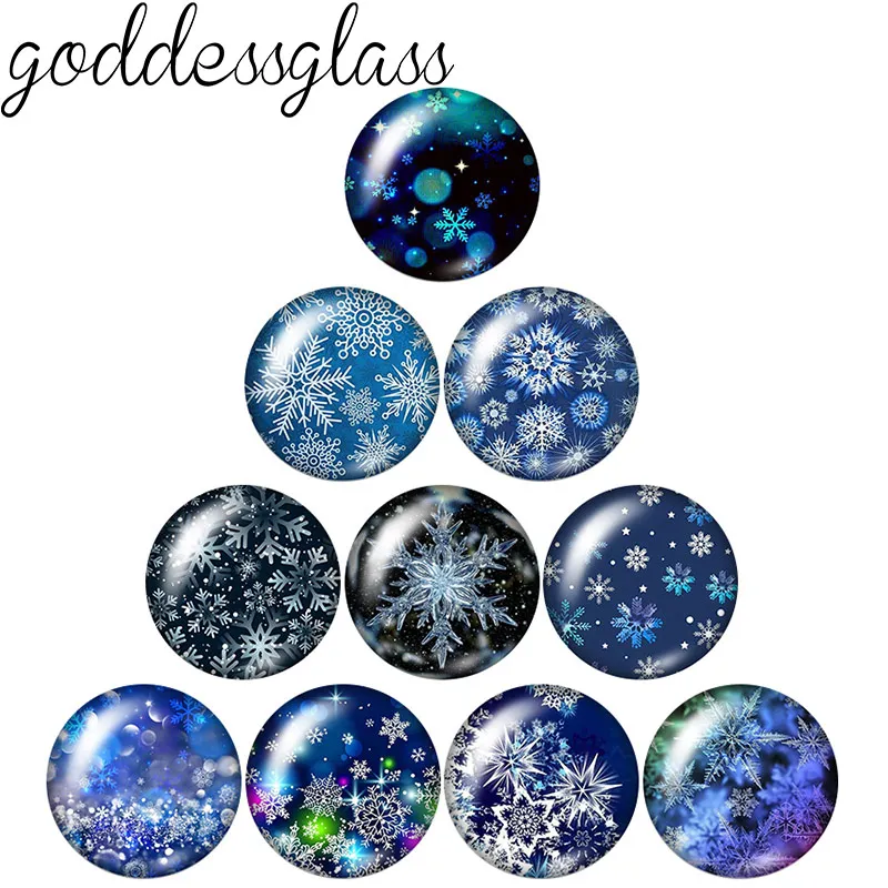 Neue Weihnachten Winter Schneeflocke Muster 10 stücke 12mm/18mm/20mm/25mm Runde foto glas cabochon demo flache rückseite, Die entdeckungen