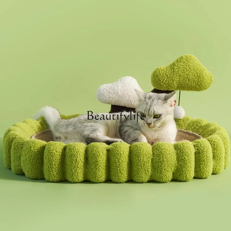 

Cat Nest Integrated Sisal Grinding Claw Oval Basin Wear-Resistant No Dandruff Four Seasons Available Cat Bed