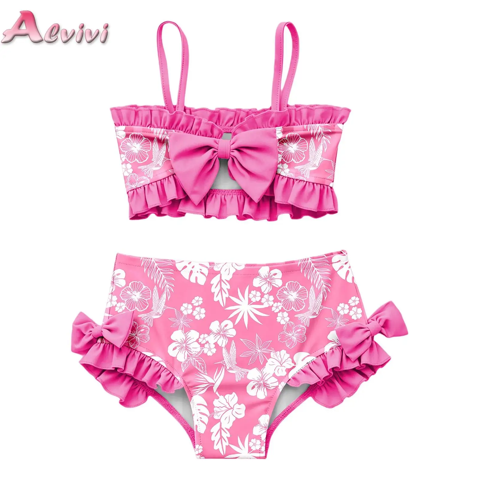 

Summer Baby Girls Sleeveless Swimsuit Fashionable Cute Swimming Pool Swimwear Toddler Two Piece Bikini Bowkont Bathing Suits