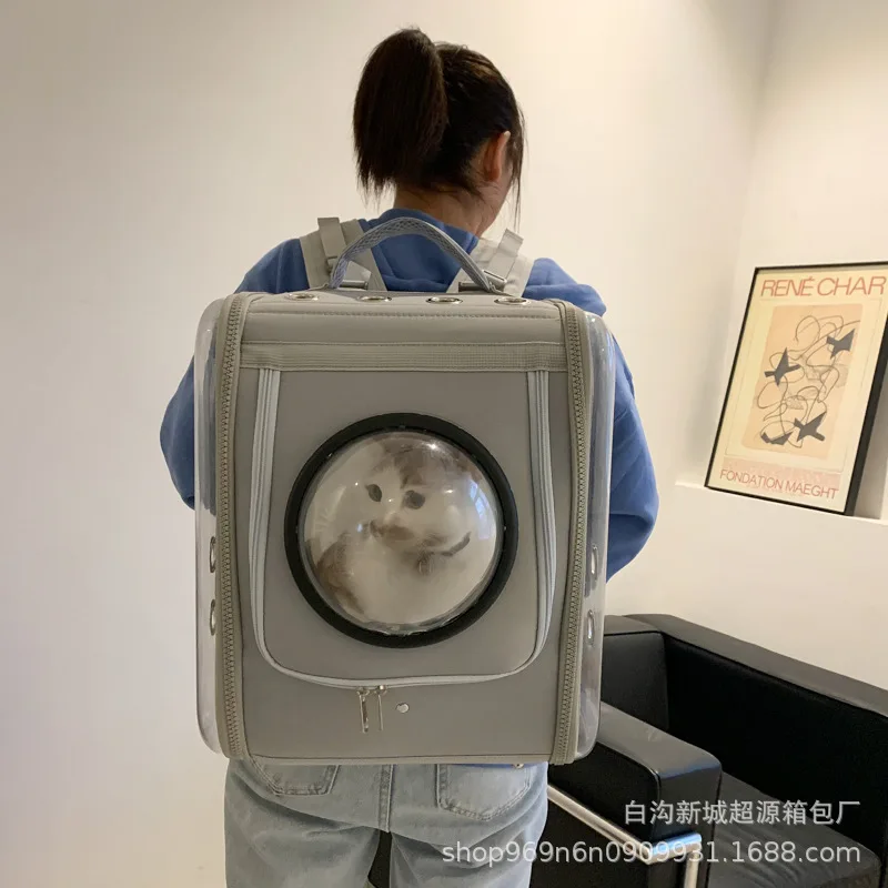 Transparent laser cat bag pet outing bag cat cage portable bag hand-held dog backpack space capsule crossbody bag