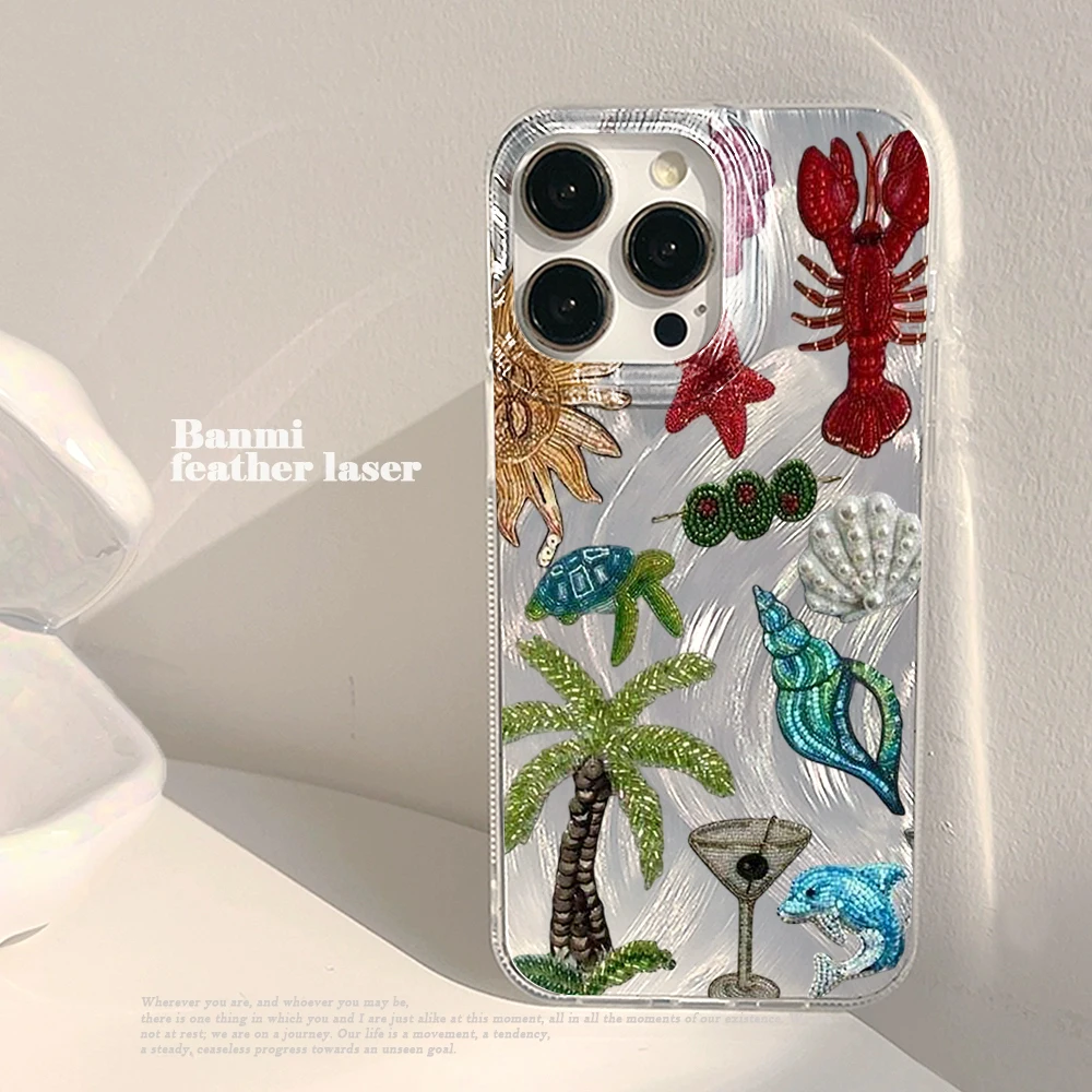 For iPhone 17 15 16 14 Pro Max Case Plus INS Island Resort Style Cover For iPhone 13 11 12 ProMax XS XR XS 7 8 Plus 16E Cases