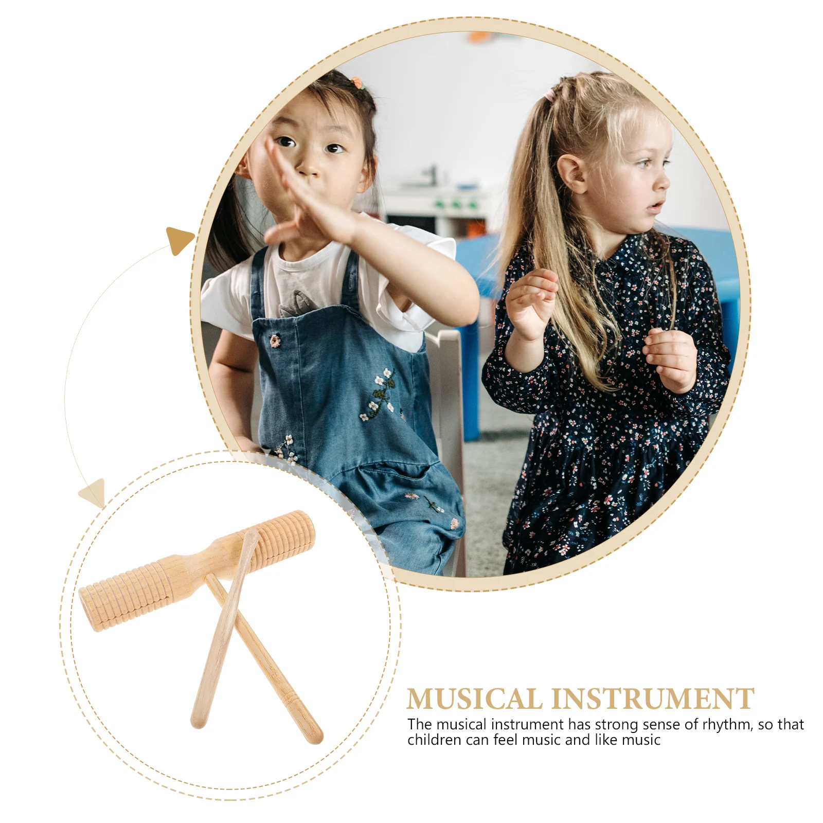 

Wooden Guiro Percussion Instrument Double Cylinder Kids Musical Toys Beginner Child Rhythm Education Stage Performance