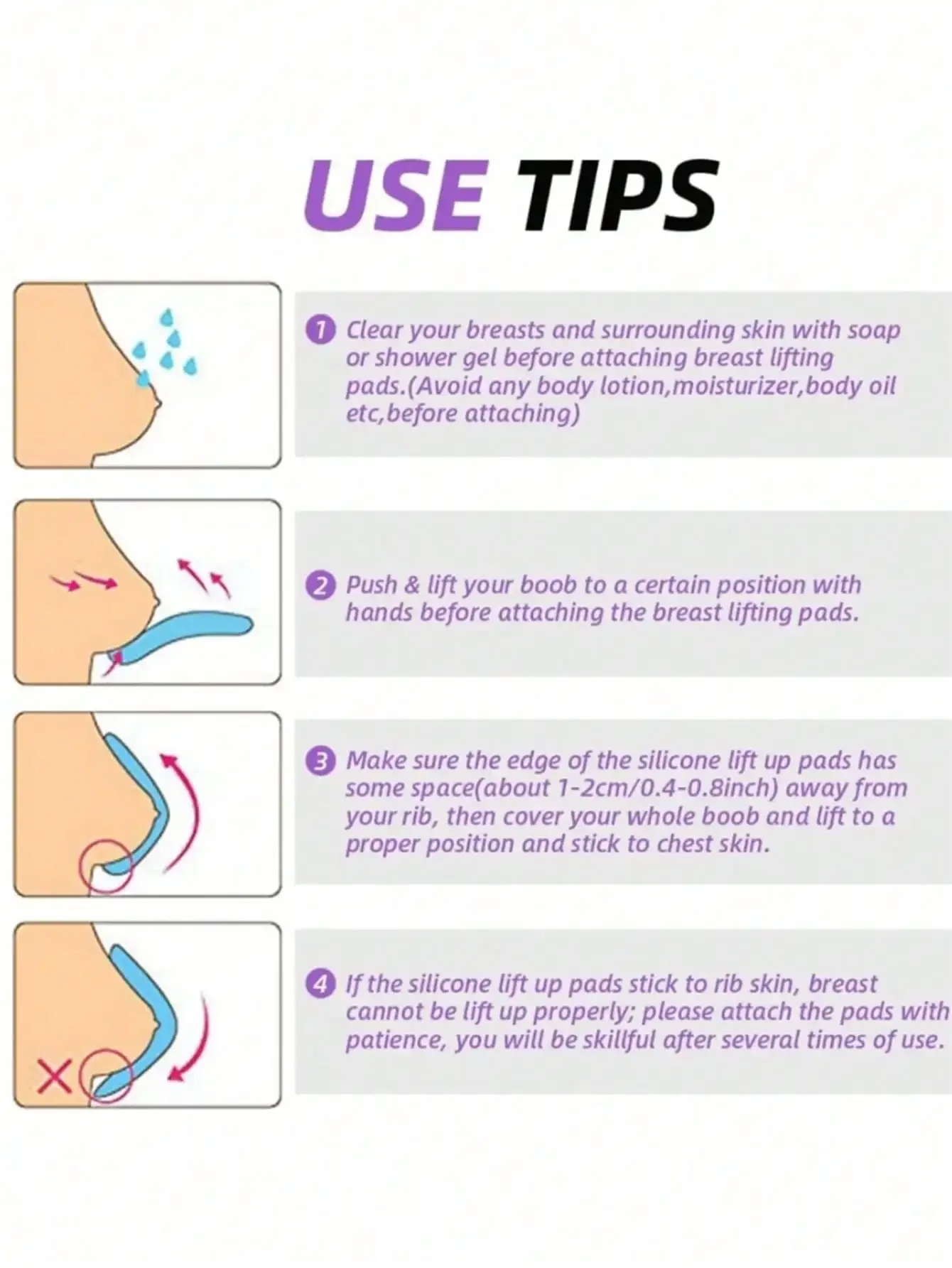 1 Pair Of Silicone Invisible Strapless Bras With Self-Adhesive Backless Push-Up Cups