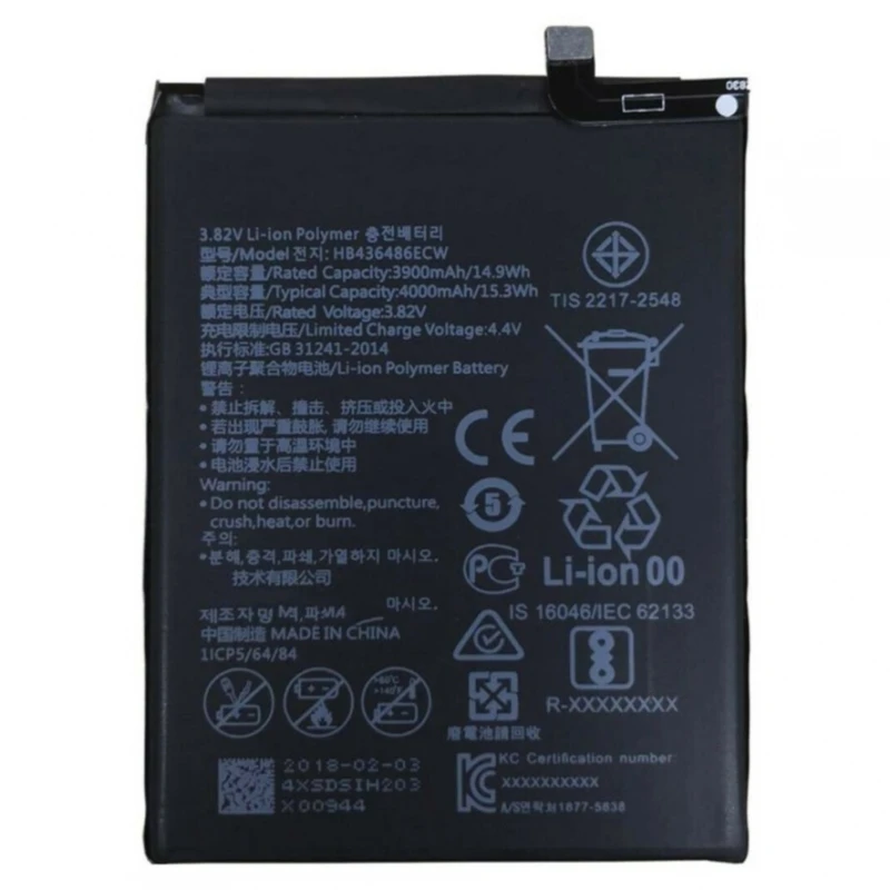 HB436486ECW battery for HUAWEI MATE 10 PRO 20 P20 PRO V20 VIEW 20 internal 4000 mAh # Huawei Mate 10 (ALP-AL00, ALP-L09, ALP-L29, ALP-TL00) # Huawei Mate 10 Pro (BLA-L09, BLA-L29, BLA-A09, BLA-AL00) # Huawei Mate 20 (HMA-