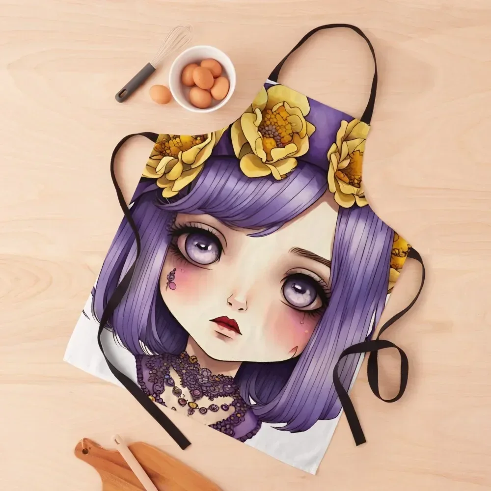 

Little girl with purple hair Apron Hairdressing Hairdresser Accessories Restaurant Household Items Useful Children'S Apron