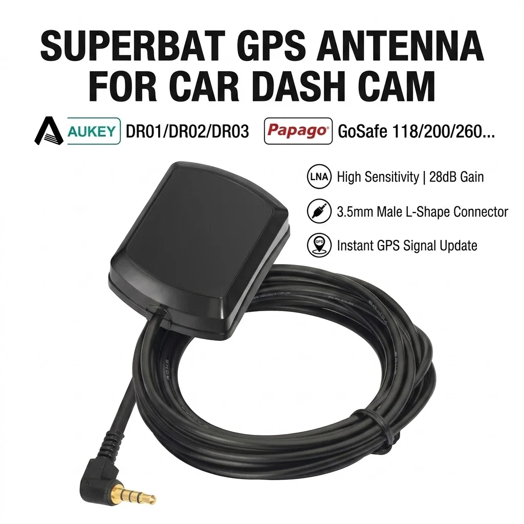 Superbat-Antena receptora de Radio Digital GPS, conector macho de 3,5mm para cámara de salpicadero de coche AUKEY Papago Vechicle