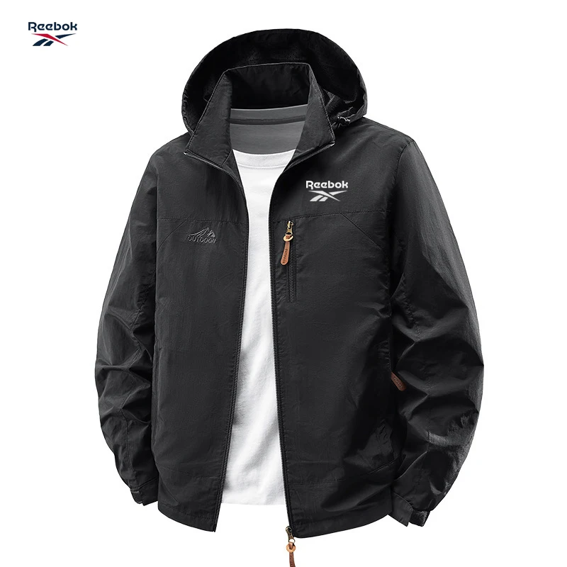 Reebok Spring/Autumn Outdoor Single-Layer Windproof and Rainproof Storm Warrior Capri Hoodie - Casual Retro Jacket with Removabl