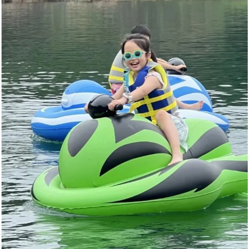 Kids Inflatable Jet Ski Float Ride on With Water Gun Large Size Summer Pool Beach Water Play Toy for Children and Adults